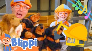 Blippis Buddy Song Dogs Excavators and Blippi Buddies  Blippi Educational Songs for Kids [upl. by Nievelt611]