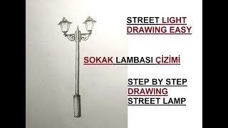 Street lamp drawing easy  Step by step drawing street light  How to draw a lamppost [upl. by Eisler639]