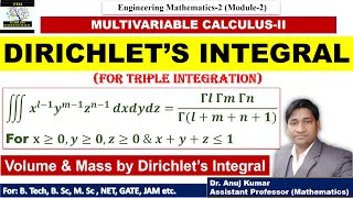 Dirichlets Integral  Volume by Dirichlets Integral  Dirichlets Integral and its Application [upl. by Geldens]