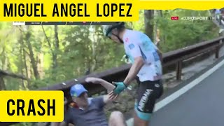 Miguel Angel Lopez Giro dItalia 2020 Stage 1 TT Crash [upl. by Eserrehs414]