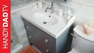 IKEA Hemnes Vanity installation  Master Bath Remodel Part 8 [upl. by Atteinotna]