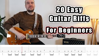 20 Easy Guitar Riffs for Beginners with Tabs [upl. by Attenod]