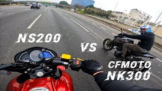 CFMoto NK300 vs NS200 Bajaj NS200 Pulsar NS200 POV 4K Gopro Hero 10 Black [upl. by Shurlock]