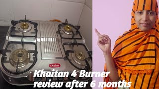 Khaitan 4 Burner stainless steel gas stove review after 6 months  Unboxing khaitan steel gas stove [upl. by Ydroj]