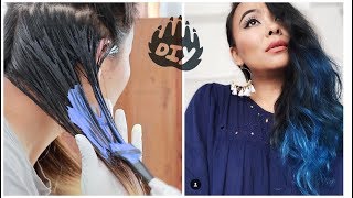 How to Color Your Hair At Home  DIY Blue Hair [upl. by Alusru857]