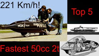 Top 5 fastest 50cc 2t ever all the speed records [upl. by Corotto559]