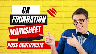 icai update regarding ca foundation december 2023 exam marksheet and pass certificate [upl. by Iraj82]