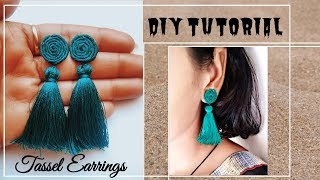 DIY Tassel Earrings  Handmade silk thread tassel earrings  Jewellery Making [upl. by Adikam]