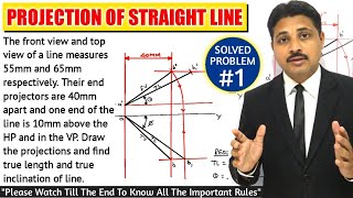 PROJECTION OF STRAIGHT LINE IN ENGINEERING DRAWING IN HINDI SOLVED PROBLEM 1 TIKLESACADEMY [upl. by Massarelli317]