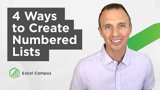 4 Ways To Create Numbered Lists In Excel  Dynamic And Professional [upl. by Droffilc]
