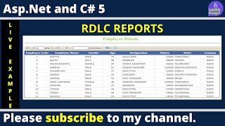 Asp net RDLC Report  Create RDLC Report in Asp net C With SQL Step By Step [upl. by Pape]