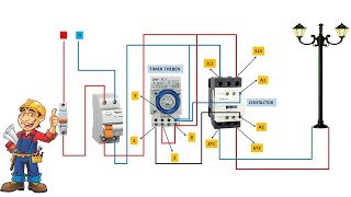 WIRING CONNECTION WITH CONTACTOR FOR TIMER SWITCH [upl. by Katti174]