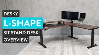 Desky L Shape Sit Stand Desk Overview [upl. by Aidil878]