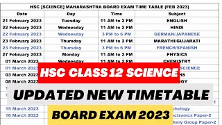 HSC 12th Board Exam 2023 Updated Timetable  Feb 2023  HSC Science [upl. by Dustman]