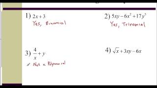 Lesson 61  Identifying amp Naming Polynomials [upl. by Sergeant]