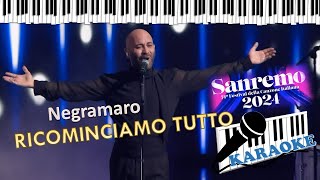 Negramaro Ricominciamo tutto Karaoke Sanremo 2024 Base al piano con testo [upl. by Asiulana]