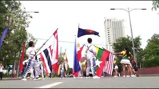 Parade landmark lighting highlights of Aseans 50th year celebration [upl. by Ahseryt763]