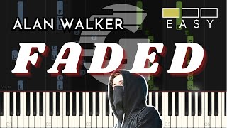 Faded Piano Tutorial Easy  Alan Walker Piano Cover [upl. by Ayotan44]