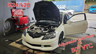 K24K20 RSX Dyno Test 50° VTC vs Adjustable Cam Gear [upl. by Sparrow]