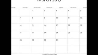 Free March 2017 Calendar Printable with US Holidays and moonphases [upl. by Koralle143]