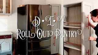 DIY Roll Out Pantry  Copper Pipe Pulls amp Plywood  Easy Pull Out Pantry  Elegant Upgrades [upl. by Nohsar]