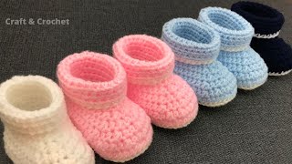 Easy crochet baby bootiescrochet baby shoescraft amp crochet boots 2301 [upl. by Ragan]