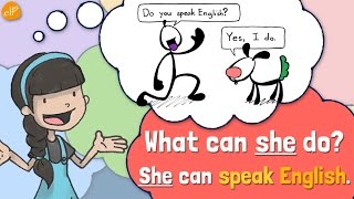 Action Verbs and Pattern Practice 2 for Kids What can she do by ELF Learning [upl. by Tioneb]