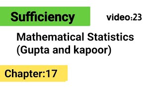 Sufficient estimator  Statistical Inference  FMS  Gupta and kapoor [upl. by Mitran]