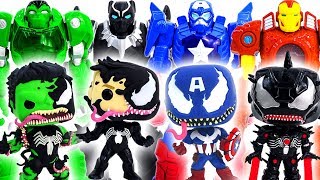 Power Rangers amp Marvel Avengers Toys Pretened Play  Vemomized Hulk Captain IronMan vs Mech Armors [upl. by Sorenson]