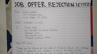 How To Write A Job Offer Rejection Letter Step by Step Guide  Writing Practices [upl. by Dorcea]