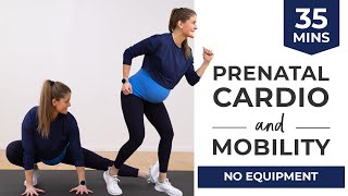 35Minute Prenatal Cardio Workout with Mobility  Stretching No Equipment [upl. by Shieh]