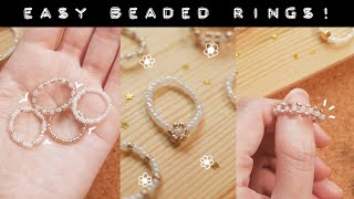 Easy DIY Beaded Rings  Minimal White amp Gold Set for Beginners [upl. by Fisch483]