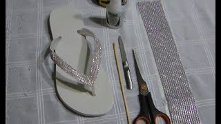 Chinelo com manta de strass  DIY  Passo a passo [upl. by Ojimmas]