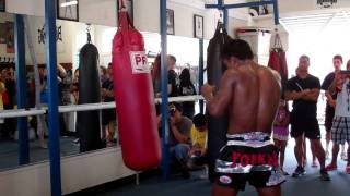 Muay Thai Bag Training  Buakaw at Boxing Works  3103711500 [upl. by Deegan]