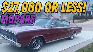 Mopar Cars for Sale 27900 or Less Affordable Classic Car Prices and Drivable [upl. by Sairu]