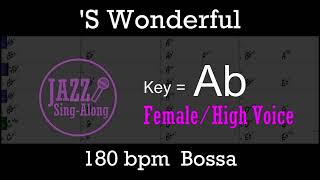 S Wonderful  Backing Track with Intro  Lyrics in Ab Female  Jazz SingAlong [upl. by Notgnirrab527]