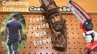 Collecting and cutting driftwood with a Tomyvic 6Inch Mini Chainsaw and Dremel Power Carving [upl. by Ikuy]