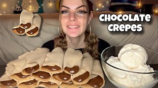 CHOCOLATE CREPE MUKBANG Vegan No Talking [upl. by Enahsal]