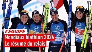 Mondiaux biathlon 2024  Irrésistibles les Bleues remportent un titre historique sur le relais [upl. by Jedediah]