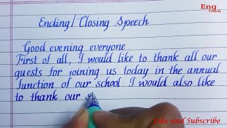 Ending speech in English  Closing speech in English  writing  English handwriting Eng Teach [upl. by Edla]