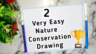 Nature Conservation Day Drawing  Save nature poster chart project  Easy [upl. by Beitnes]