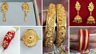 22k Gold jewellery Designs  নতুন সোনার গয়নার কালেকশন  Gold jewellery with weight and price [upl. by Babcock921]