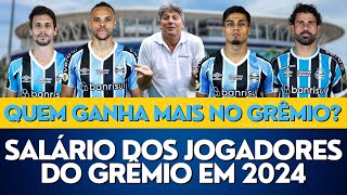 SALÁRIOS DOS JOGADORES DO GRÊMIO 2024 ATUALIZADO BRAITHWAITE AREZO RODRIGO CAIO RENATO GAÚCHO [upl. by Gabrielle]