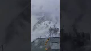 Shocking moment at sea Warship hit by massive Antarctic wave [upl. by Ariaek507]