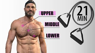 Resistance Band Chest Workout  Works Upper Middle and Lower Chest [upl. by Oneil]