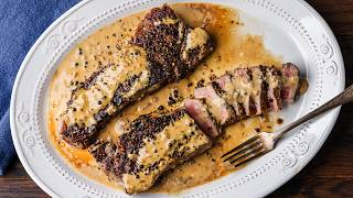 Steak au Poivre  Insanely Delicious Classic French Recipe [upl. by Alejoa]