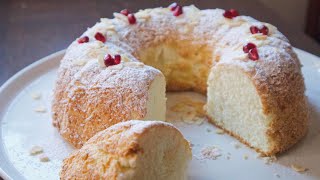 Angel Food Cake Recipe  baking asmr  Leftover Egg Whites Recipe  3 MAIN Ingredients jans baking [upl. by Eisac]