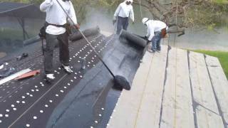 New Roofing  Roof 90lb hotmop Installation and Roof tile loading [upl. by Nobell]