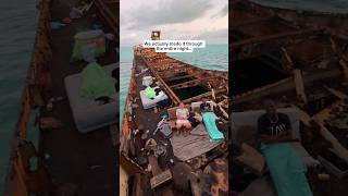 Transforming a Shipwreck into a hangout lounge and sleeping on it…👀🌊 [upl. by Inatirb]