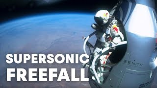 Felix Baumgartners supersonic freefall from 128k  Mission Highlights [upl. by Xenia758]